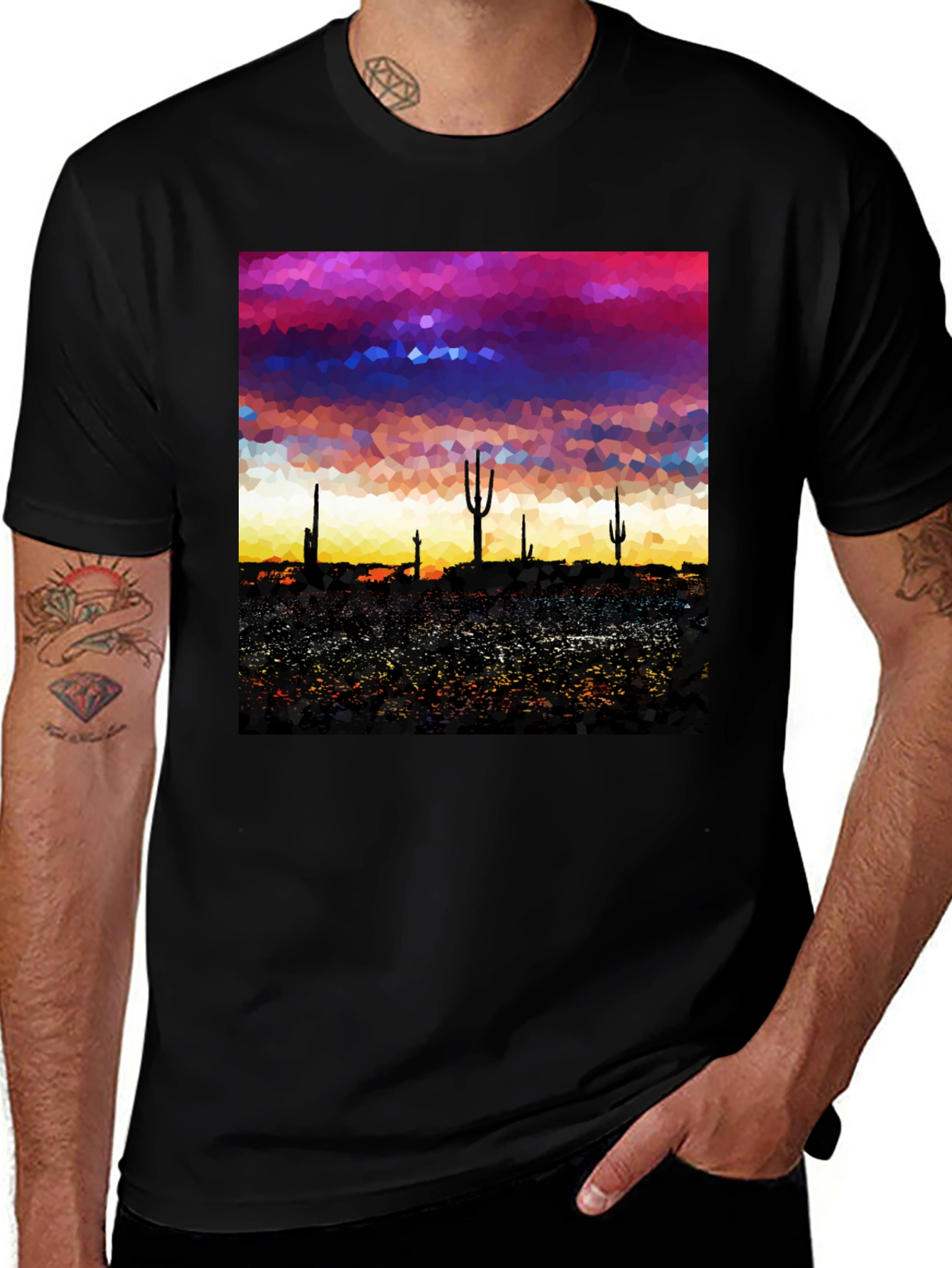 Variant 26 of Mosaic Desert Cactus T-Shirt