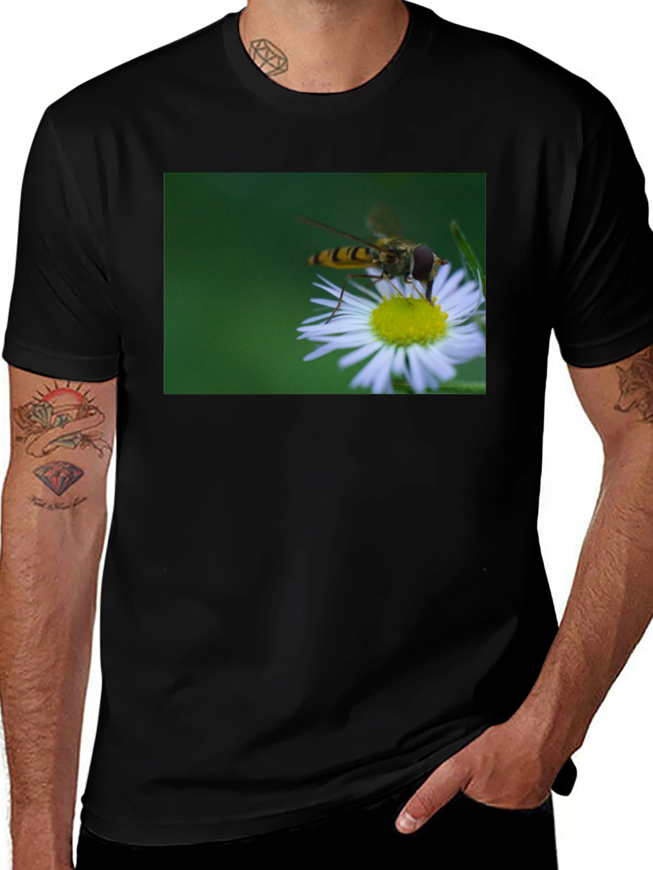 Variant 2 of Bee on Daisy Graphic T-Shirt - Nature Inspired Tee