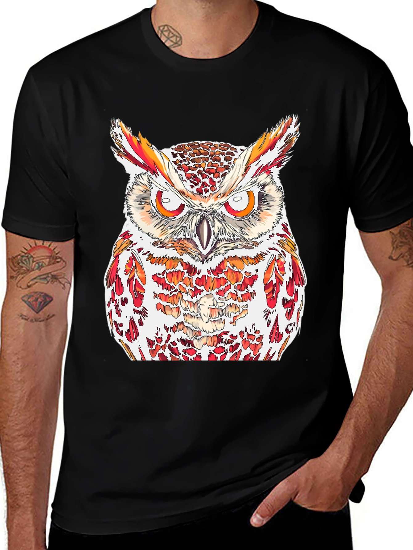 Variant 22 of Owl Graphic Print Men's Black T-Shirt