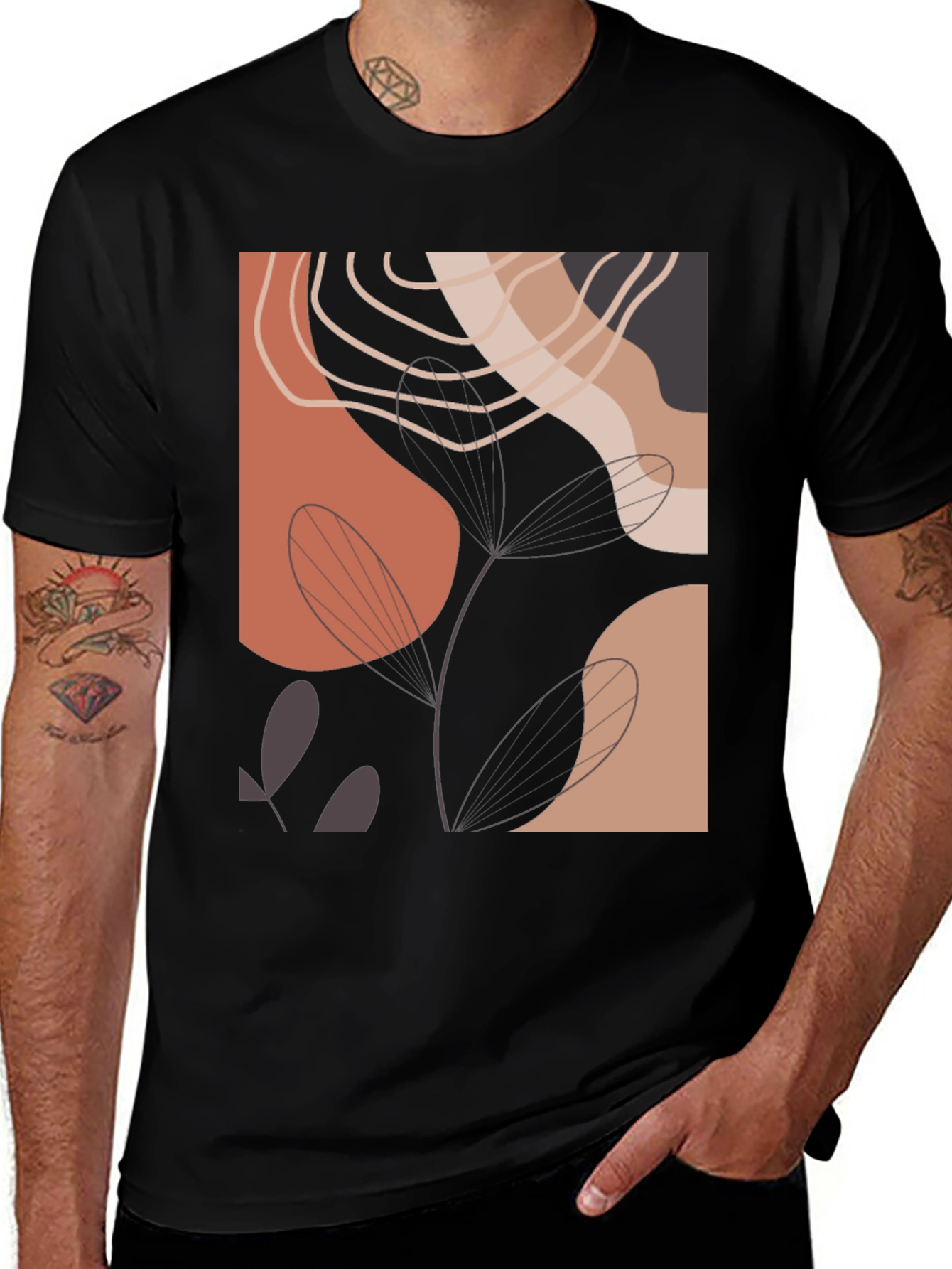 Variant 21 of Abstract Art Print Black Crew Neck Tee