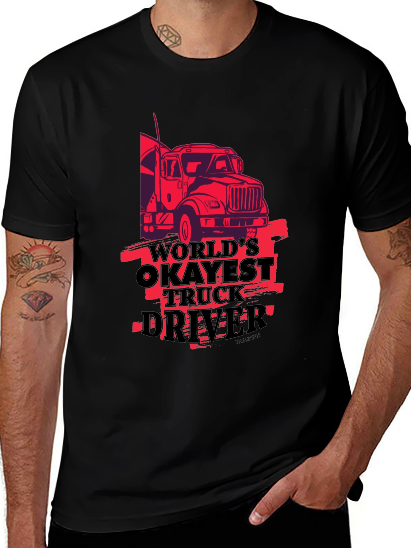 Variant 10 of World's Okayest Truck Driver Black T-Shirt