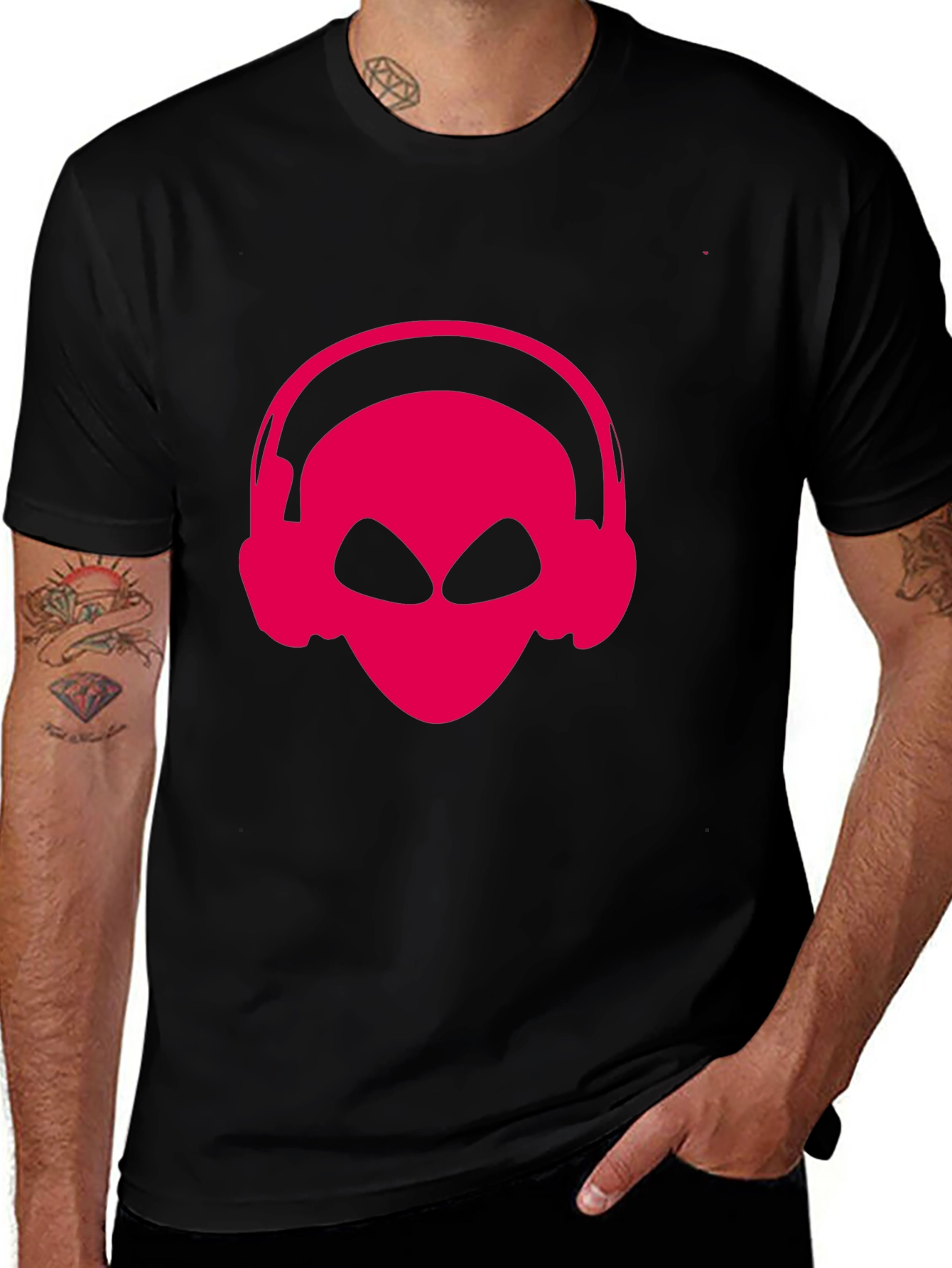 Variant 14 of Alien DJ T-Shirt - Black Graphic Tee