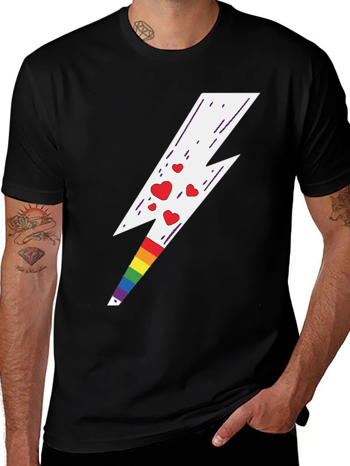 Variant 28 of Rainbow Heart Lightning Bolt Tee