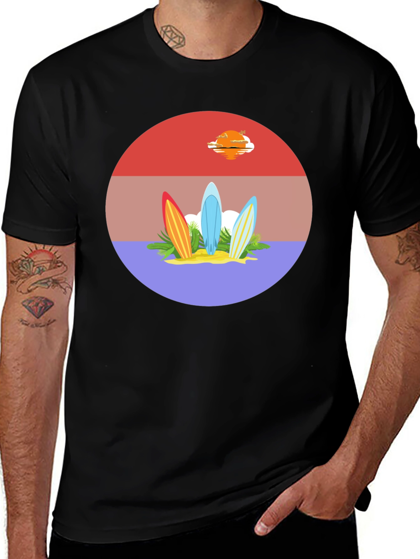 Variant 2 of Surfboard Sunset Graphic Tee