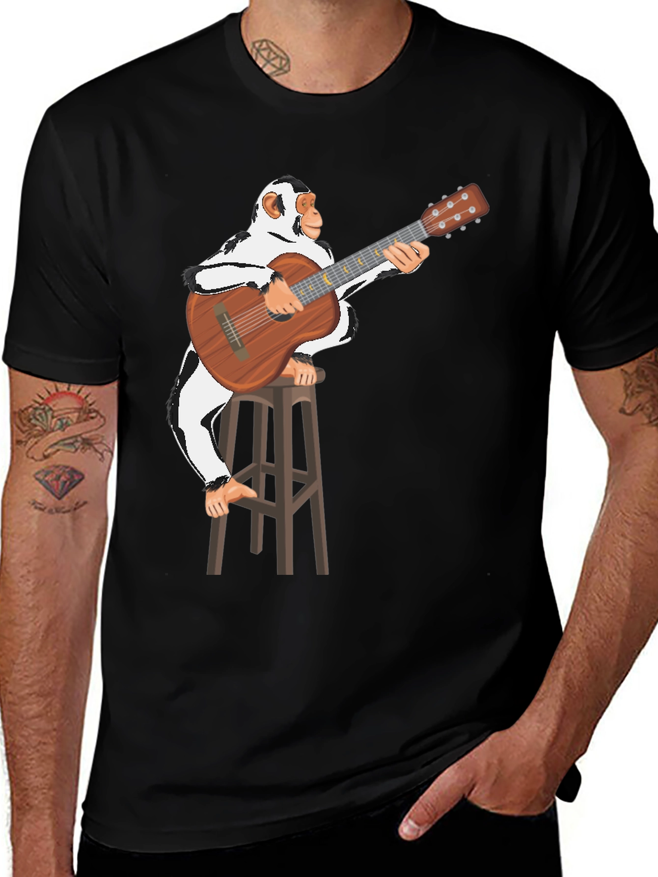 Variant 9 of Monkey Guitarist Graphic T-Shirt - Unisex Cotton Tee