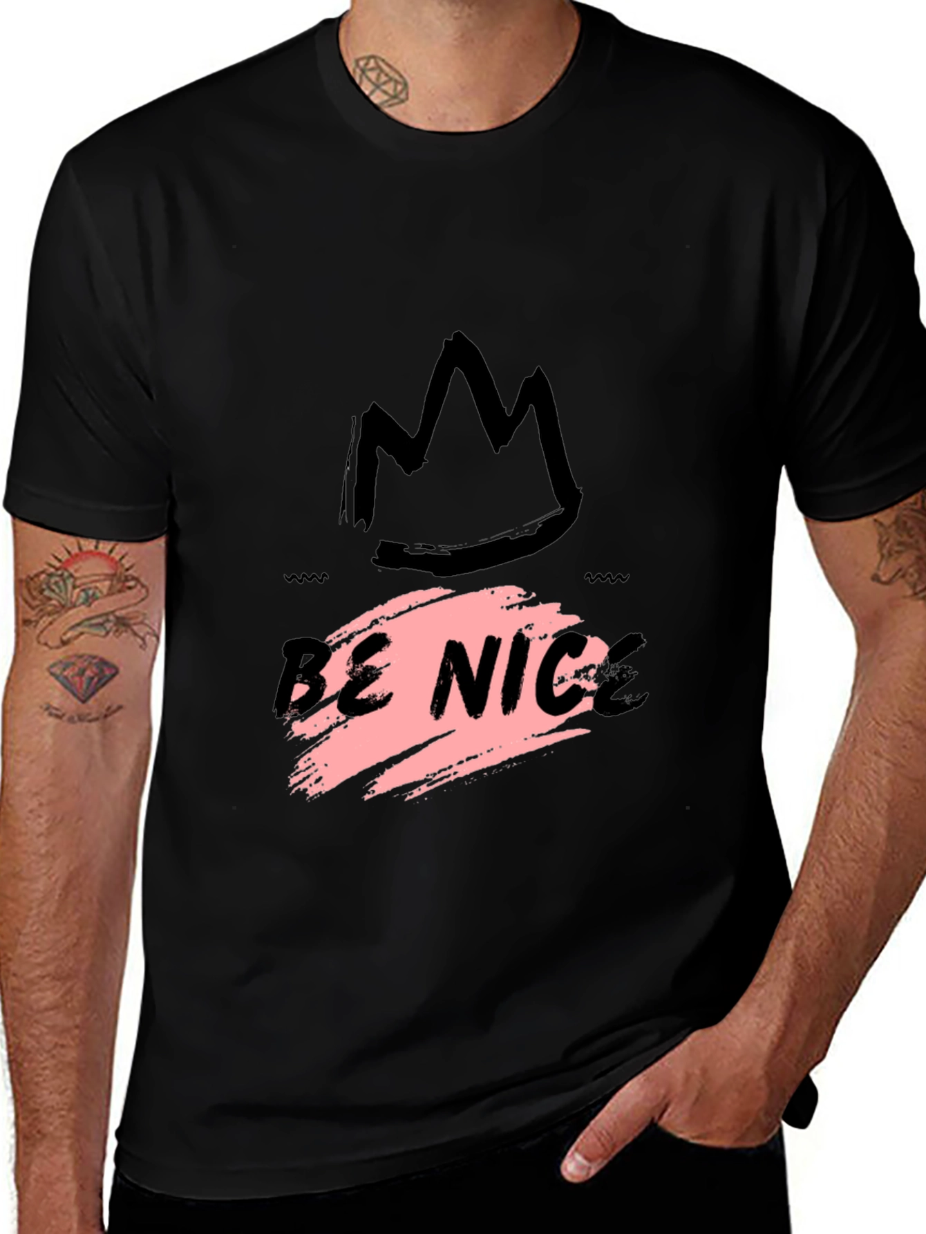 Variant 28 of Be Nice Crown Graphic Black T-Shirt