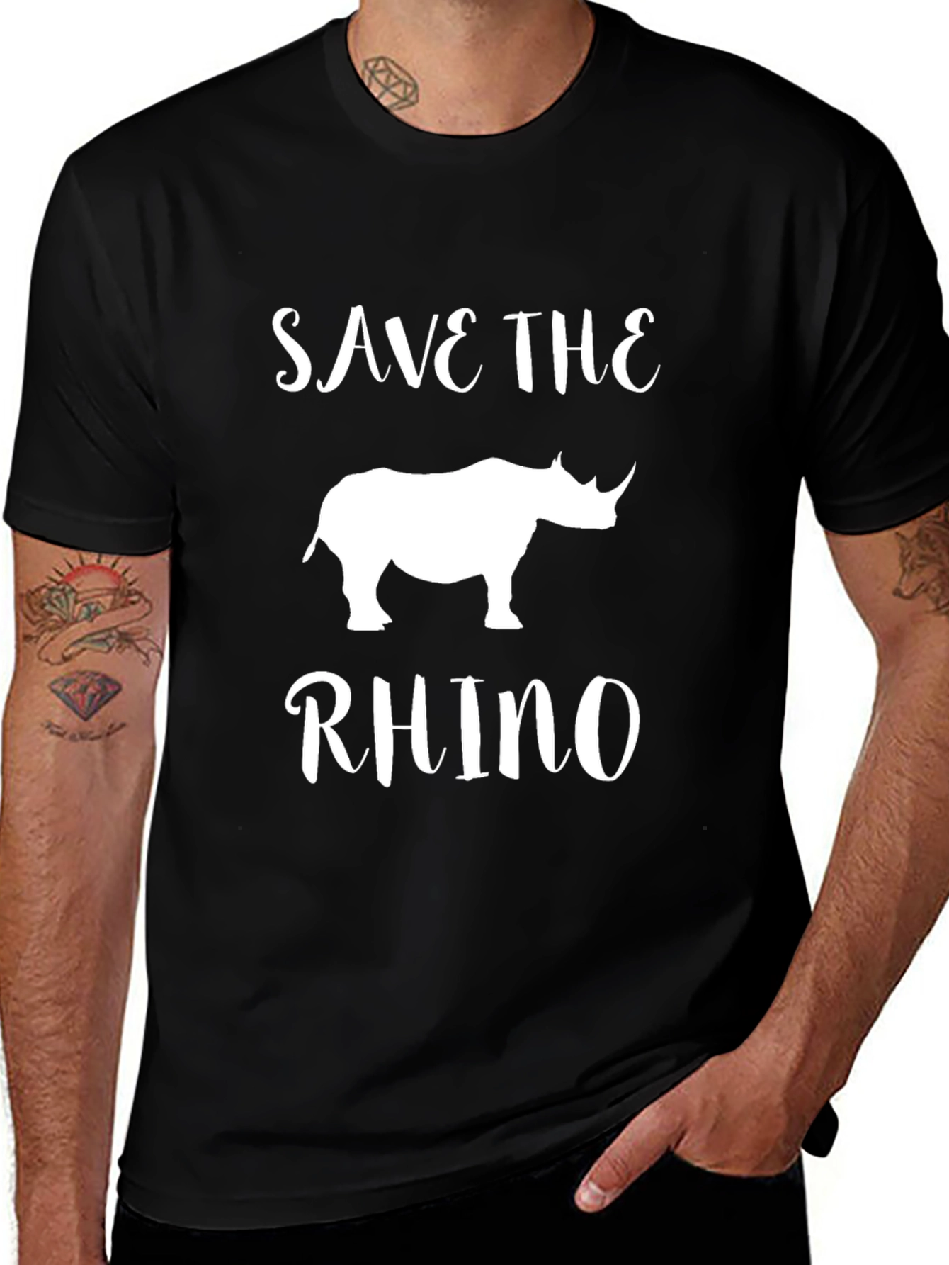 Variant 2 of Save the Rhino Graphic T-Shirt - Black