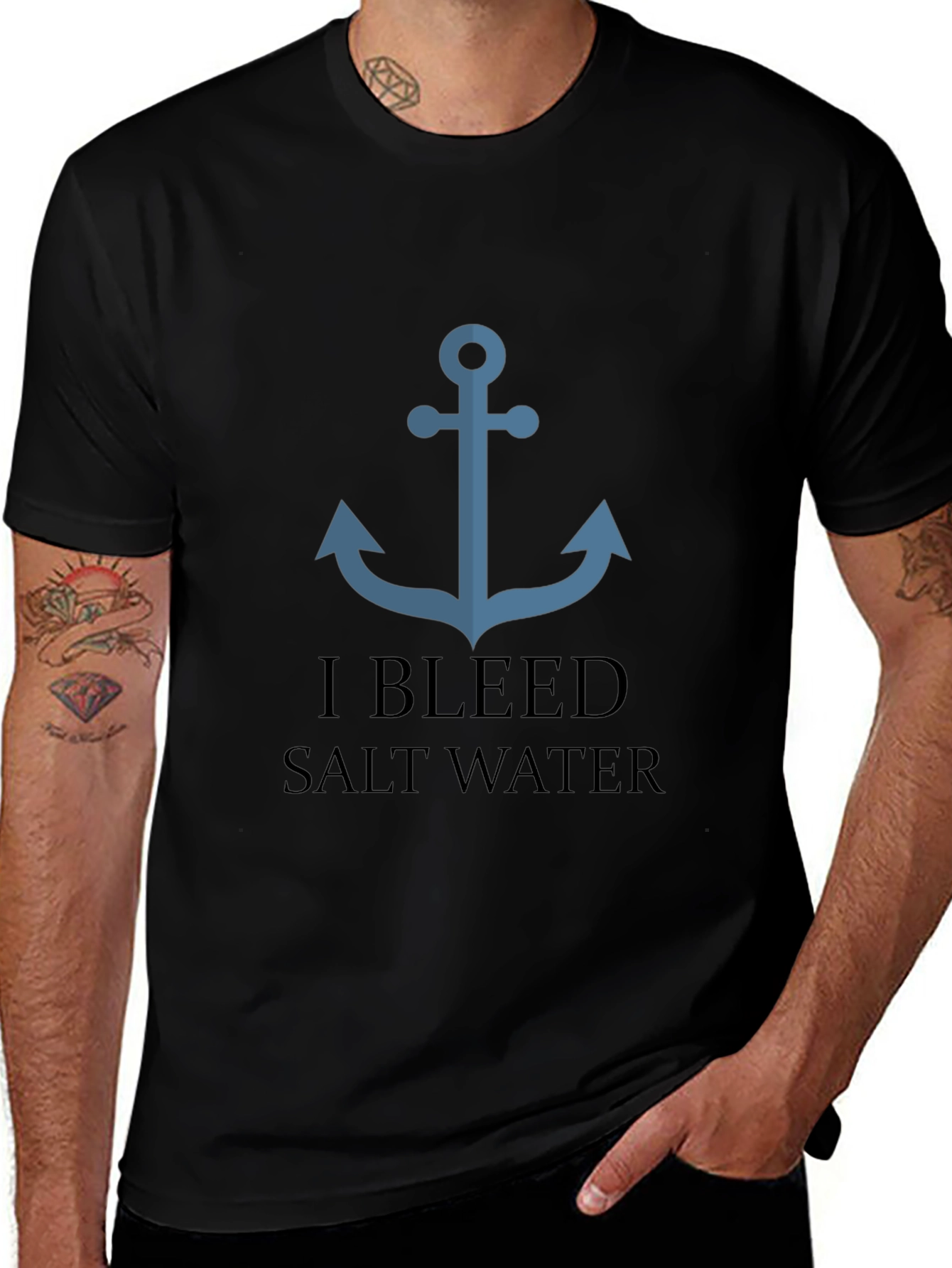 Variant 27 of Nautical Anchor 'I Bleed Salt Water' Graphic Tee