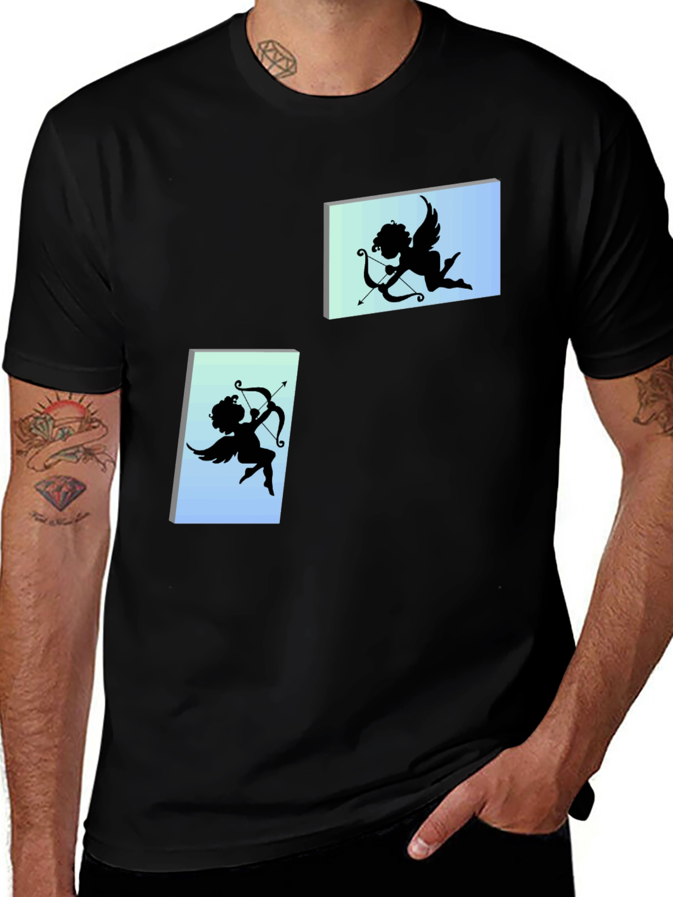 Variant 29 of Cupid Graphic Tee - Black Cotton T-Shirt