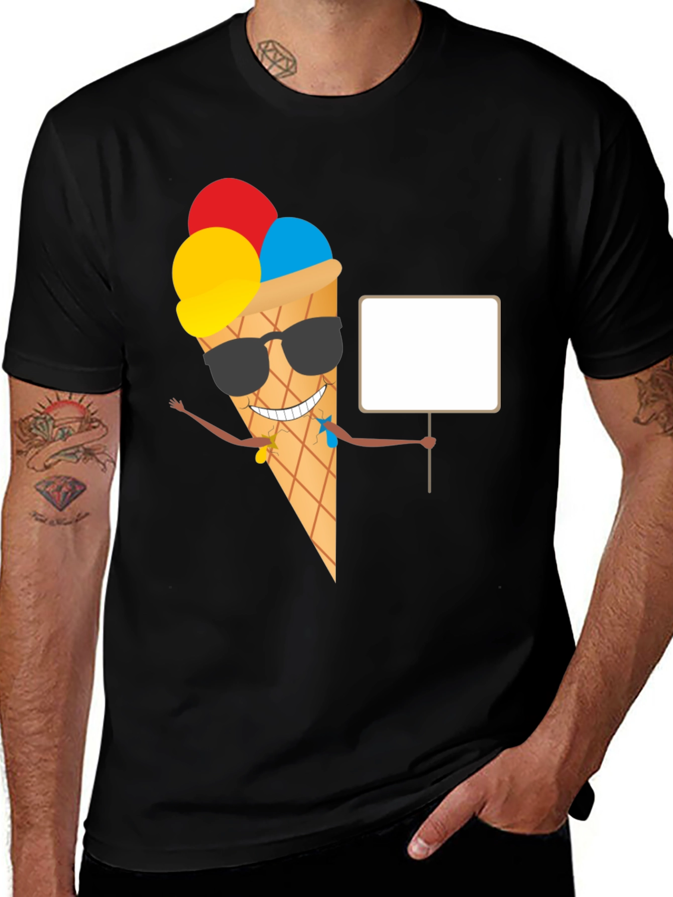 Variant 25 of Cool Ice Cream Cone Graphic T-Shirt - Black