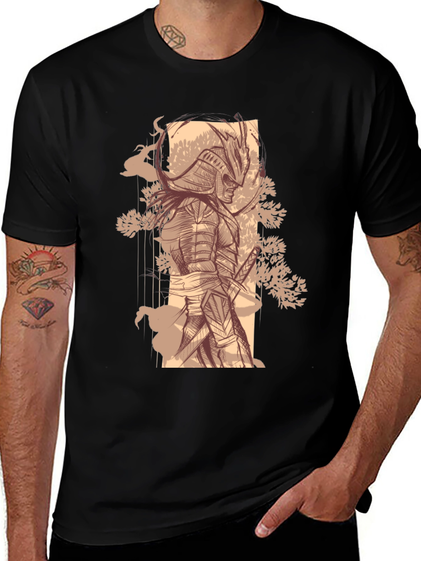 Variant 2 of Samurai Graphic Tee - Stylish Black Cotton T-Shirt