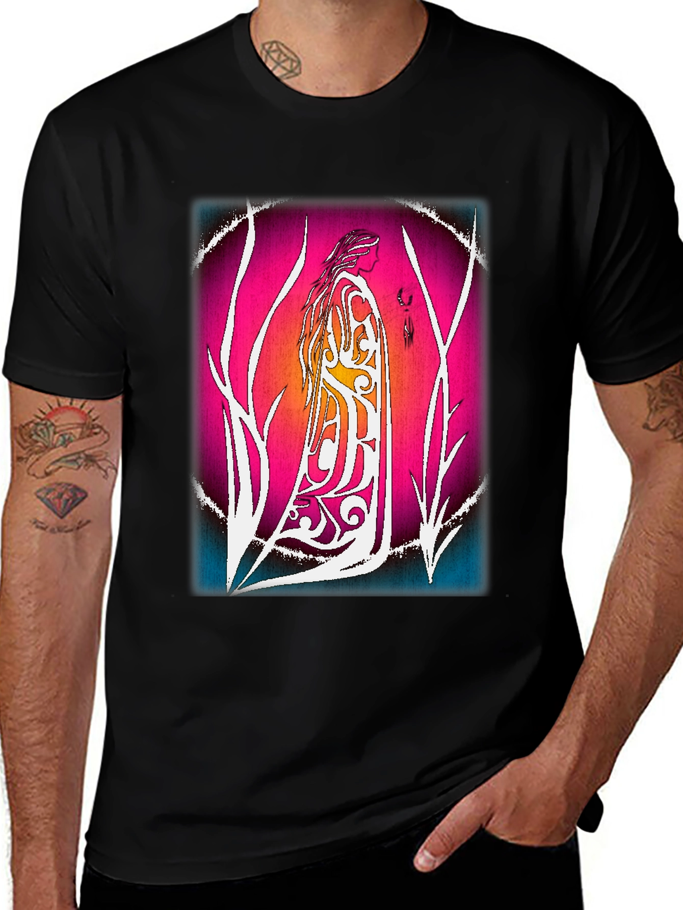 Variant 14 of Mystic Woman Graphic Tee - Artistic Design