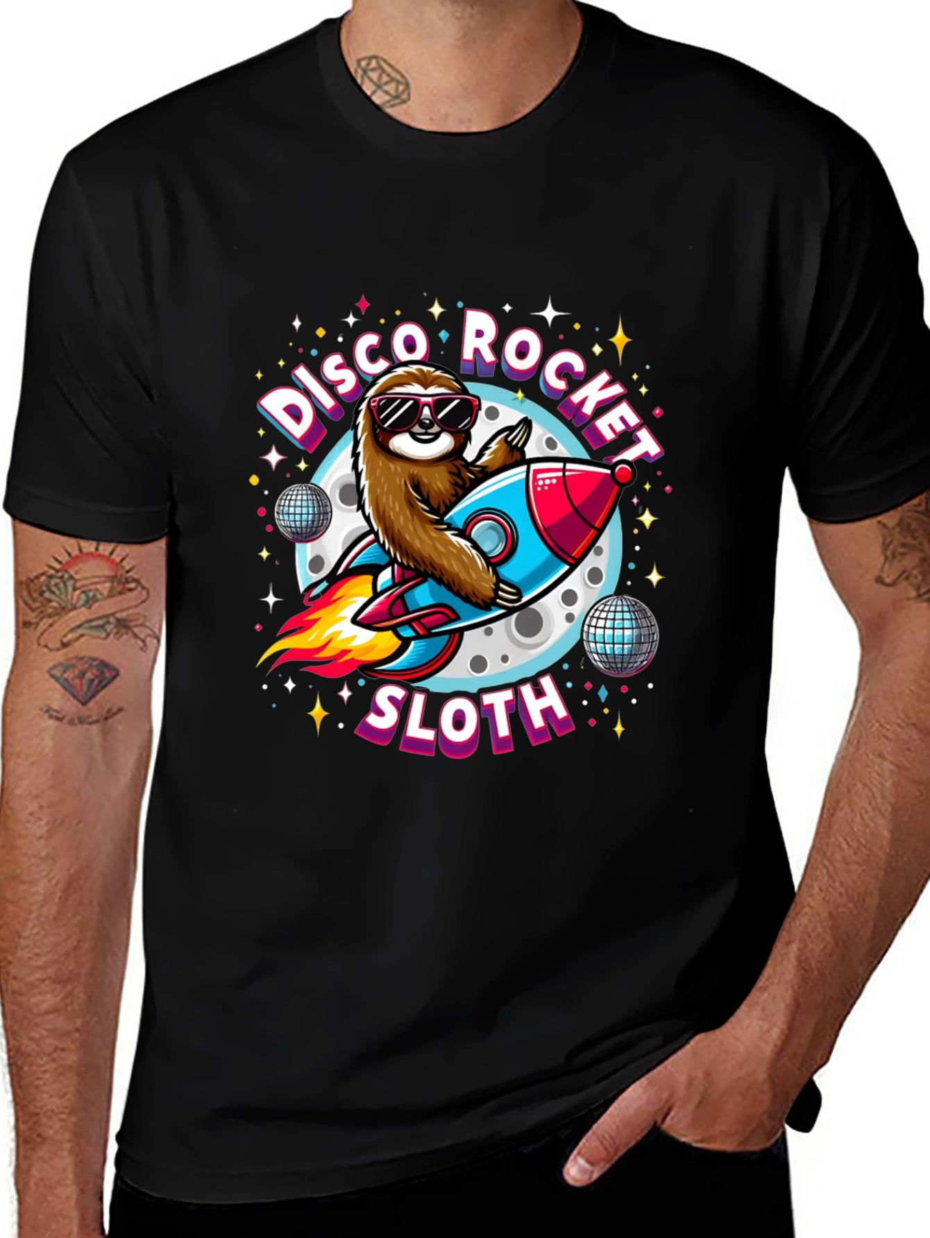 Variant 8 of Disco Rocket Sloth T-Shirt
