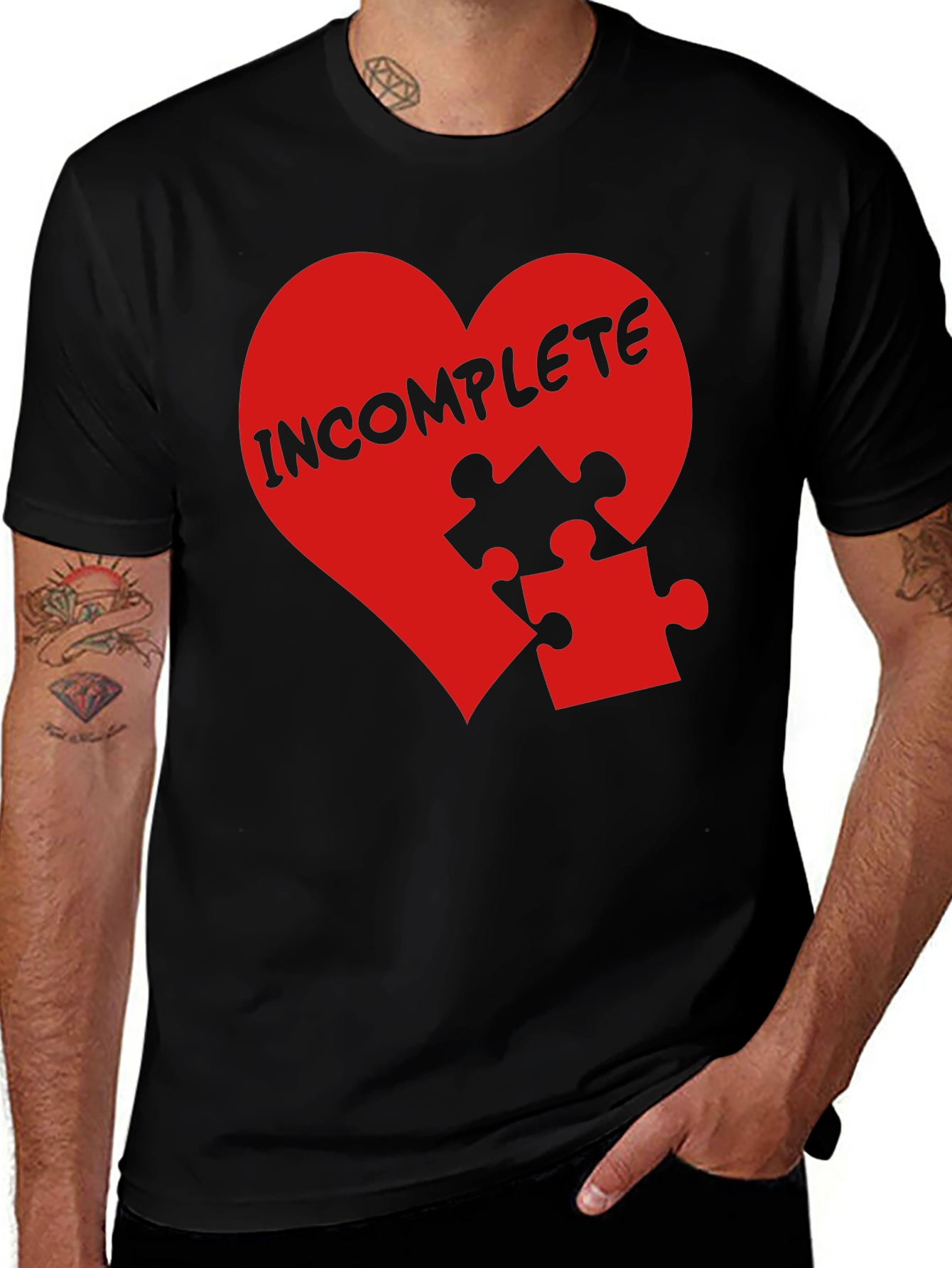 Variant 20 of Incomplete Heart Puzzle Piece Graphic T-Shirt