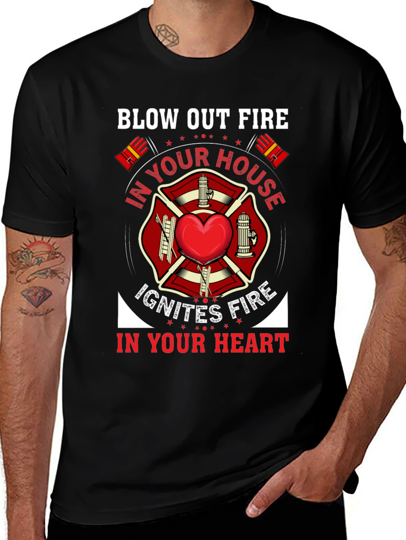 Variant 3 of Firefighter Heart T-Shirt: Blow Out Fire