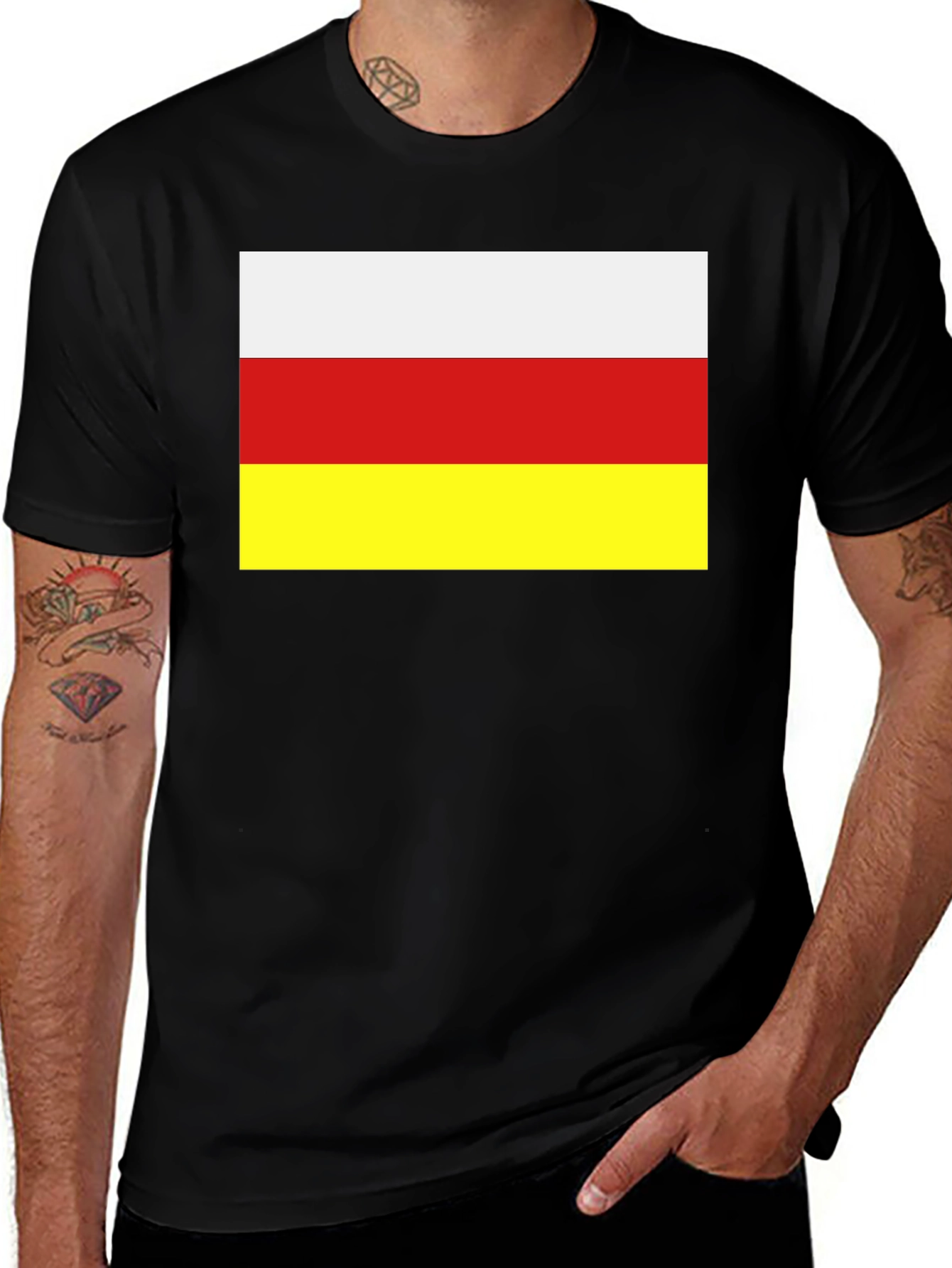 South Ossetia Flag T-Shirt - Black Cotton Tee