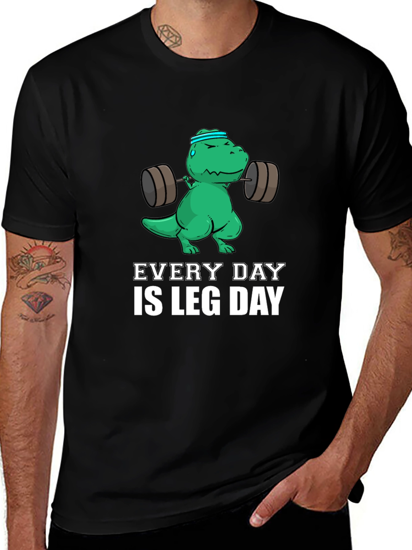 Variant 4 of Every Day is Leg Day T-Shirt - Dinosaur Workout Tee