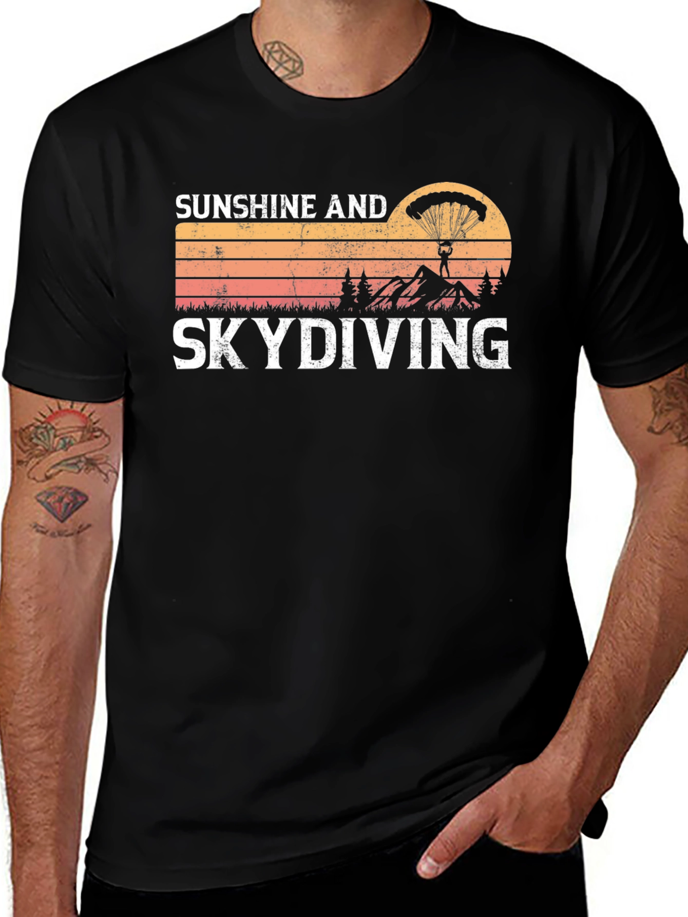 Black Sunshine & Skydiving Graphic Tee main image