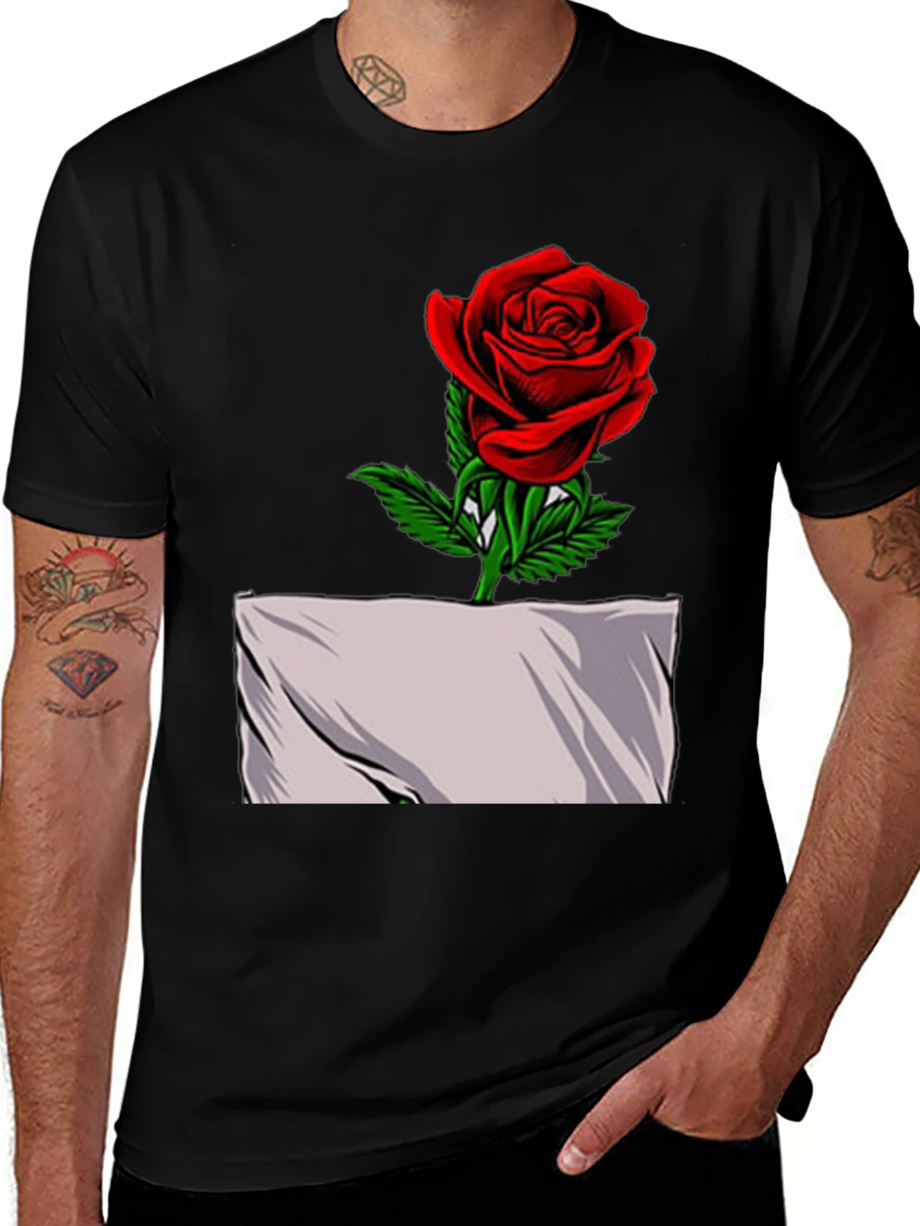 Variant 27 of Red Rose in Pocket Graphic T-Shirt
