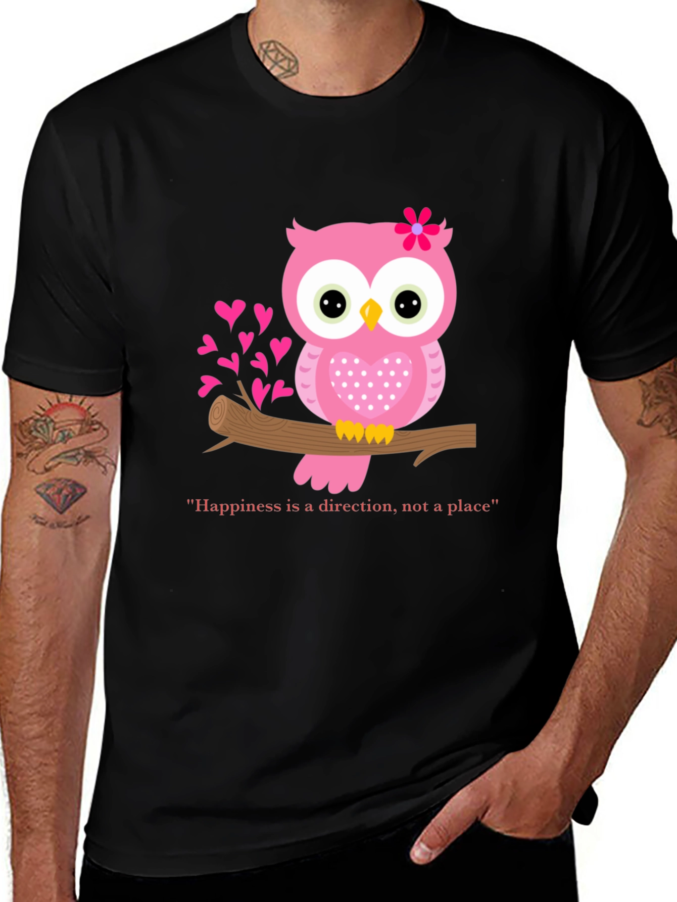 Variant 9 of Cute Owl Graphic Tee - Happiness Direction