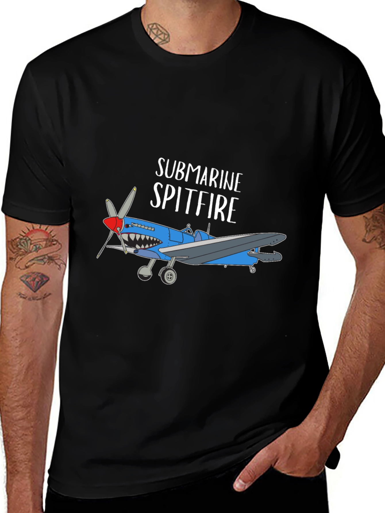 Variant 23 of Submarine Spitfire Graphic Tee - Black Cotton Blend