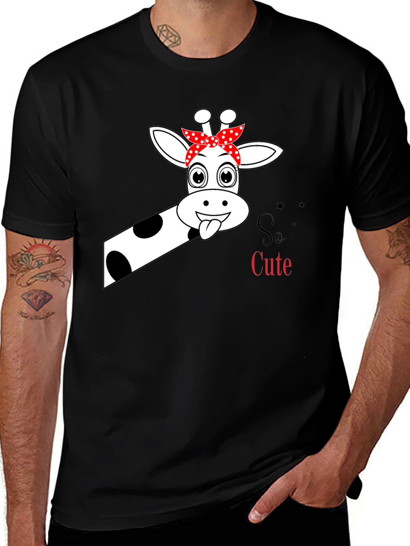 Variant 8 of So Cute Giraffe Graphic Black T-Shirt