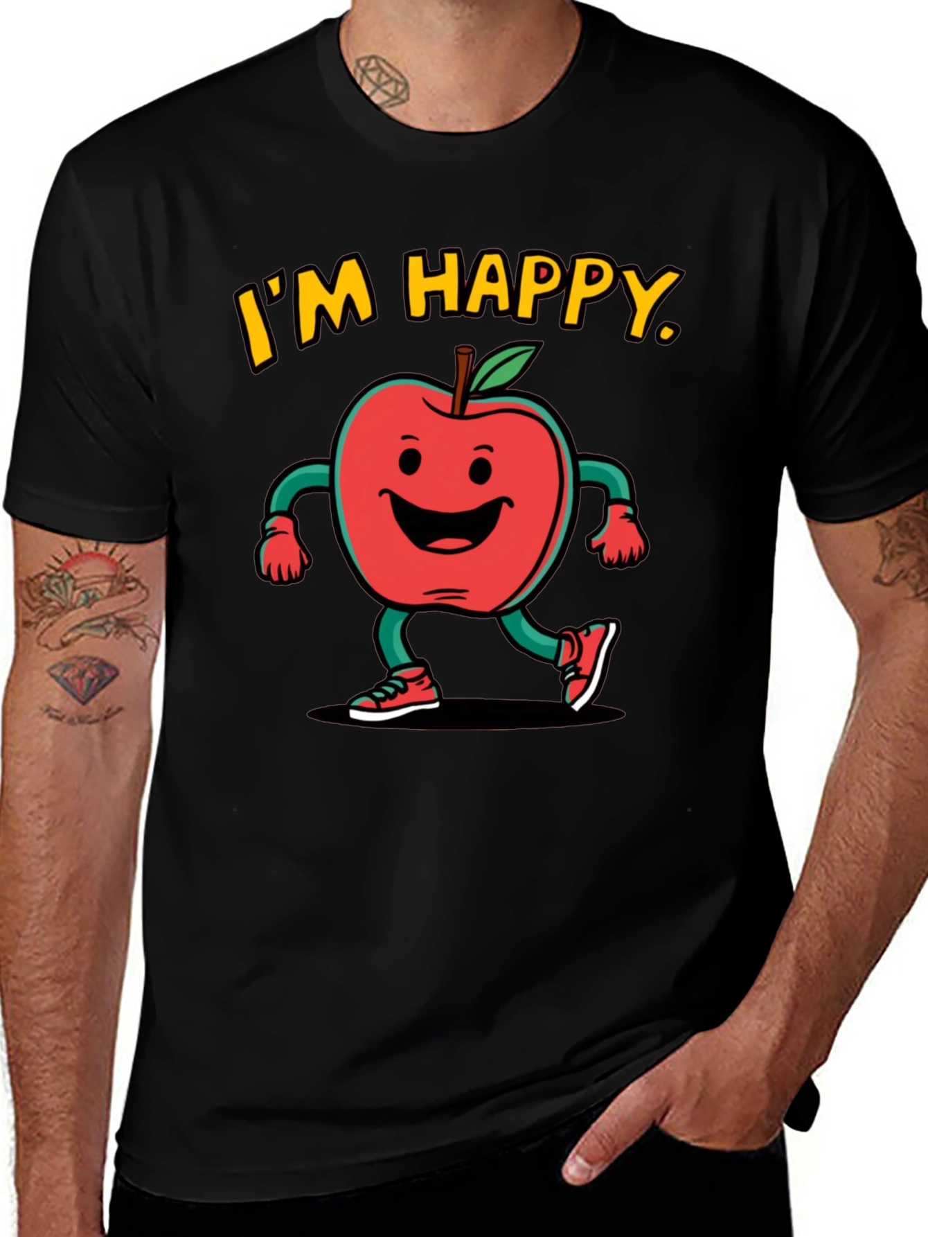 Variant 26 of Happy Apple Graphic T-Shirt - Fruit Fun!