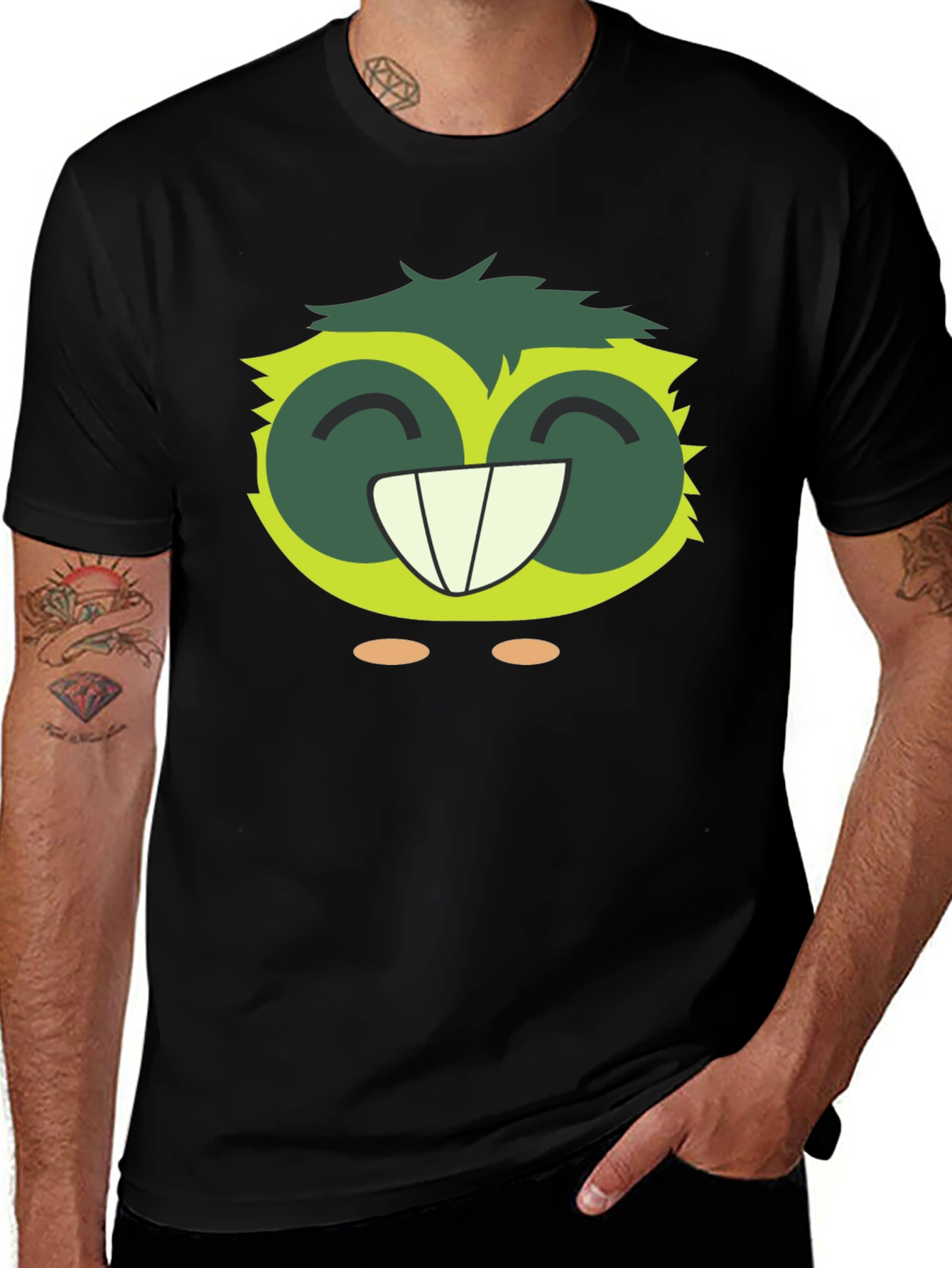 Variant 20 of Funny Cartoon Face Black T-Shirt