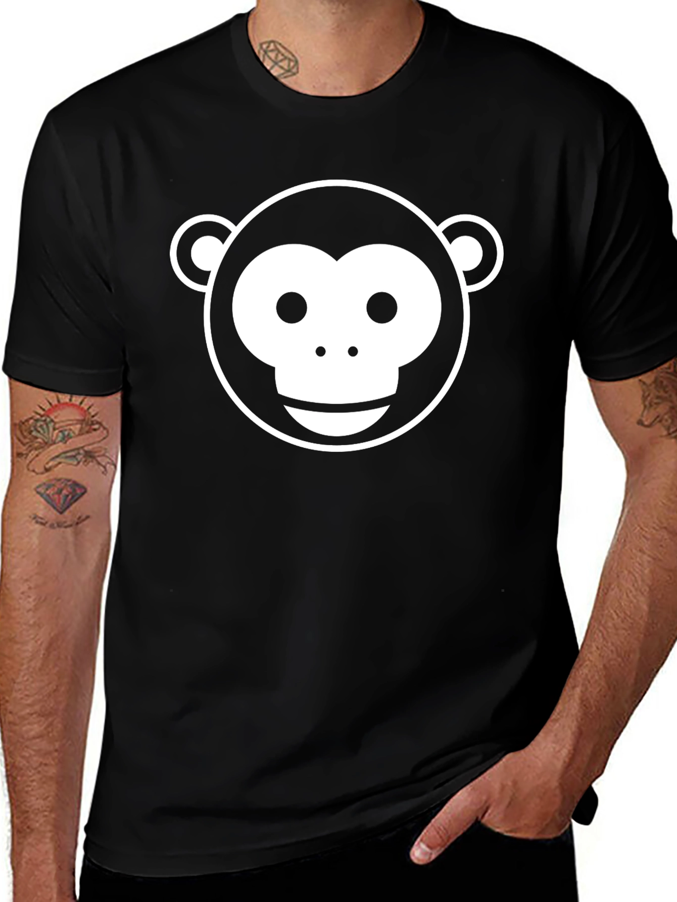 Variant 10 of Monkey Face Graphic Tee - Classic Black