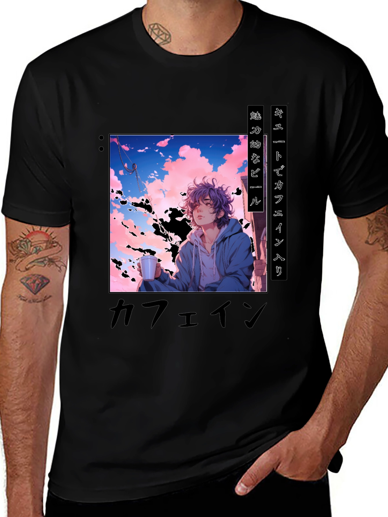 Anime Graphic Tee - Japanese Text Design