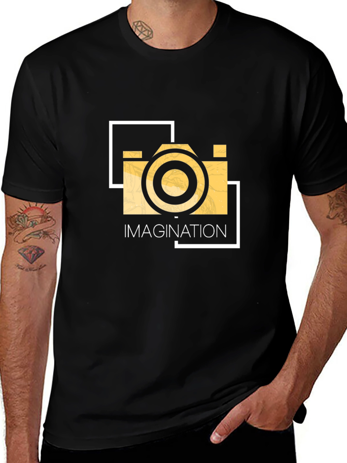Variant 14 of Imagination Camera Graphic Tee - Black Short Sleeve T-Shirt