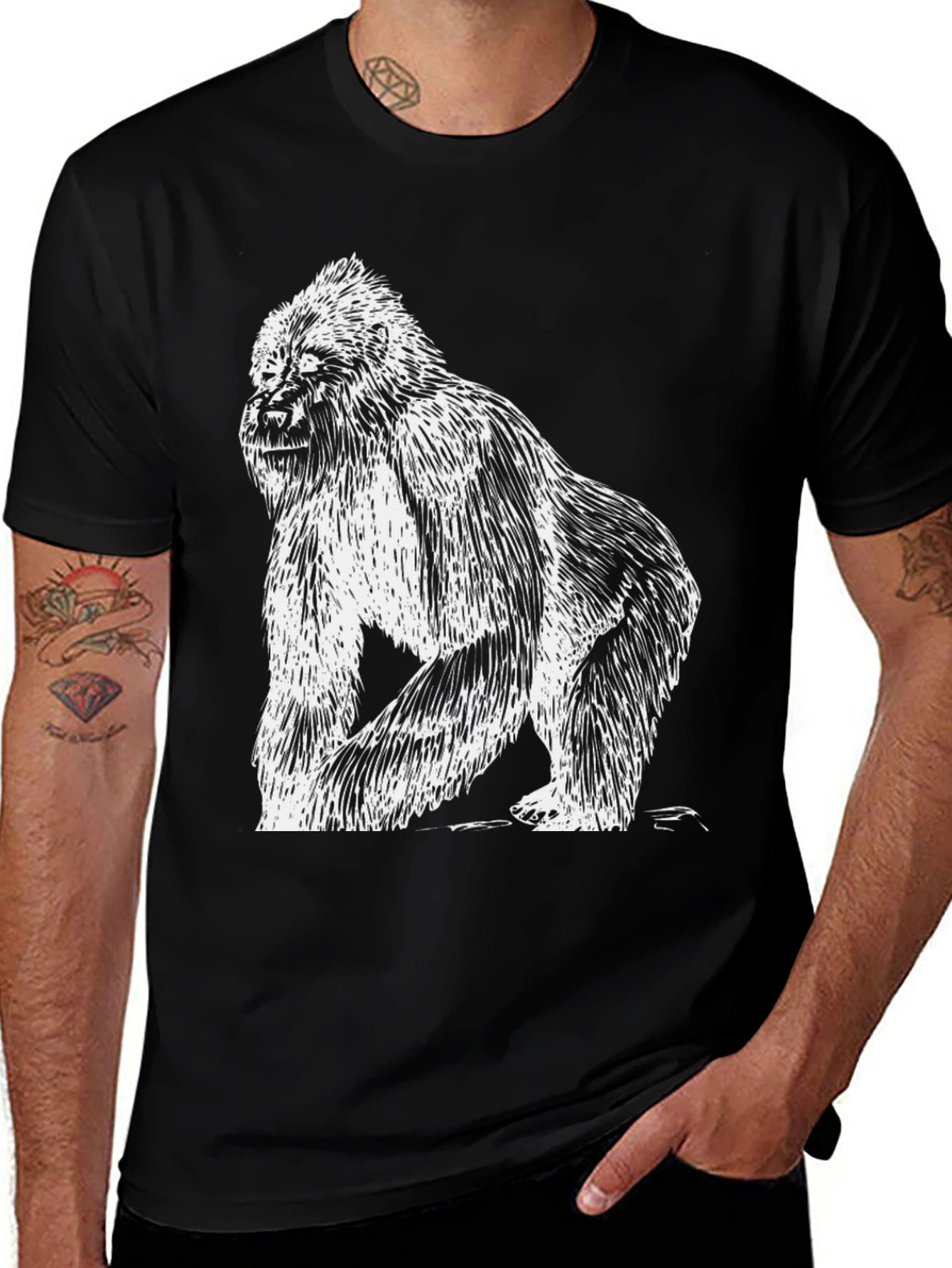 Variant 6 of Graphic Gorilla Tee - Cool Black T-Shirt