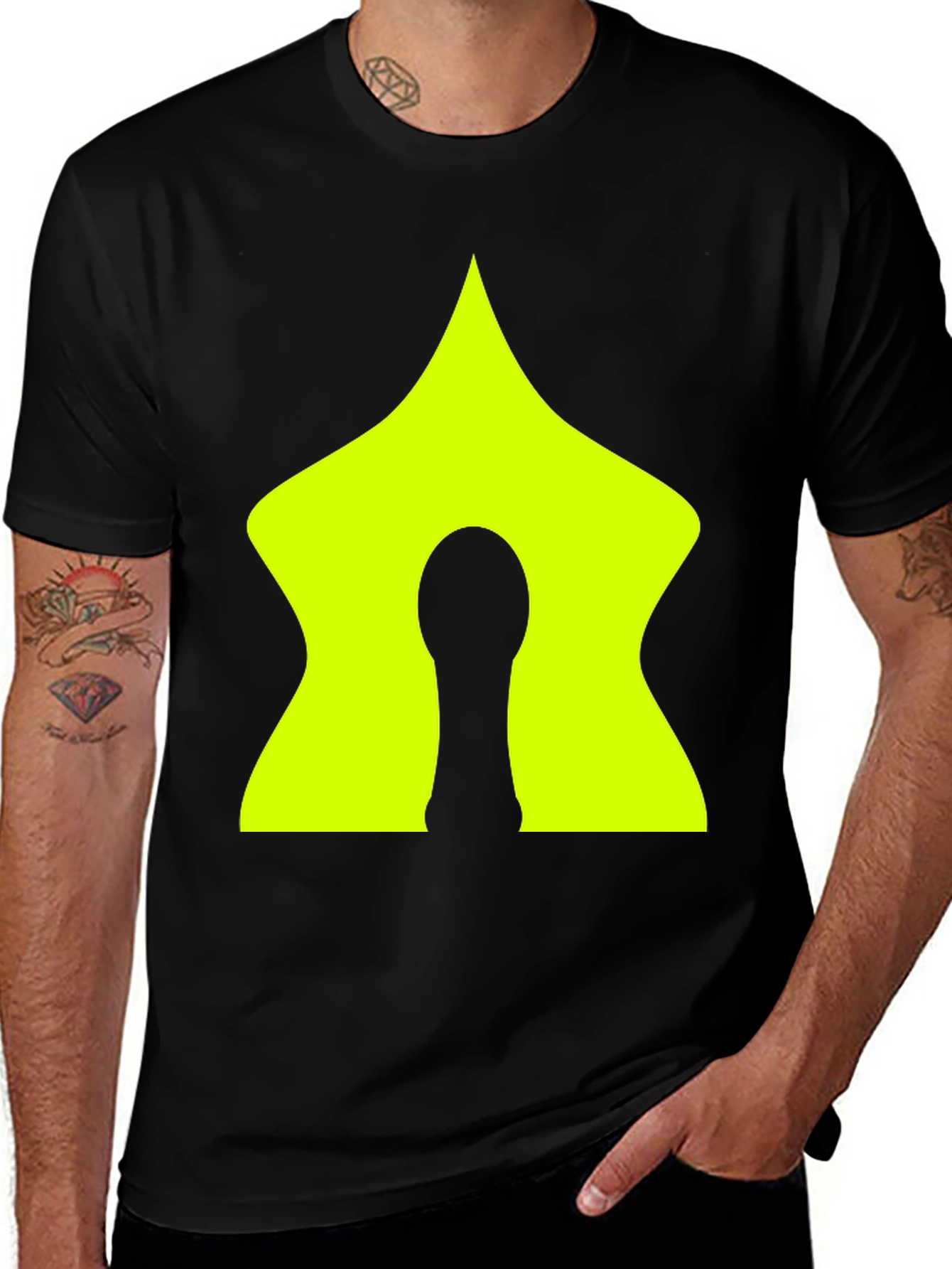 Variant 6 of Abstract Keyhole T-Shirt - Black