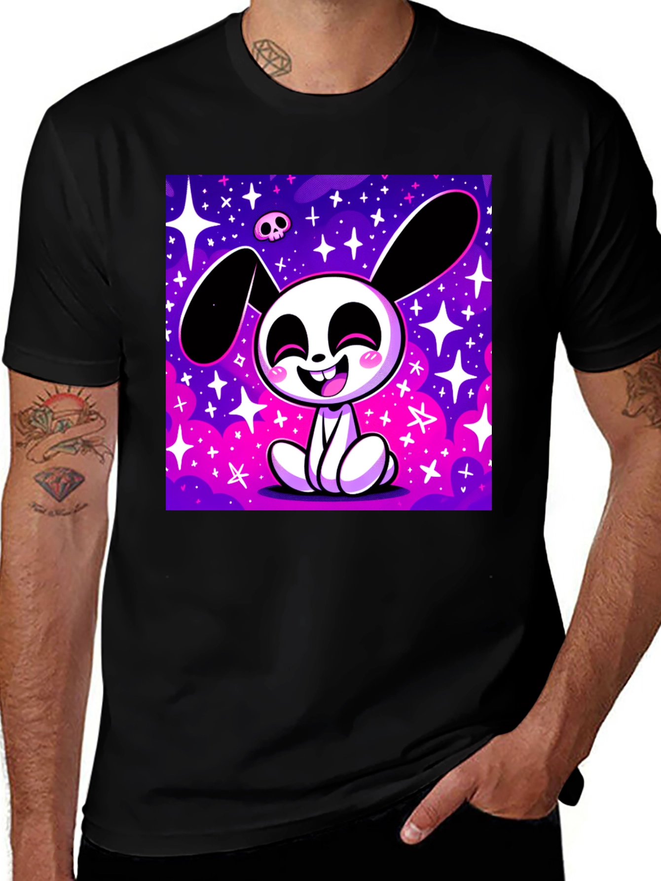 Variant 21 of Cosmic Bunny Graphic Tee - Black