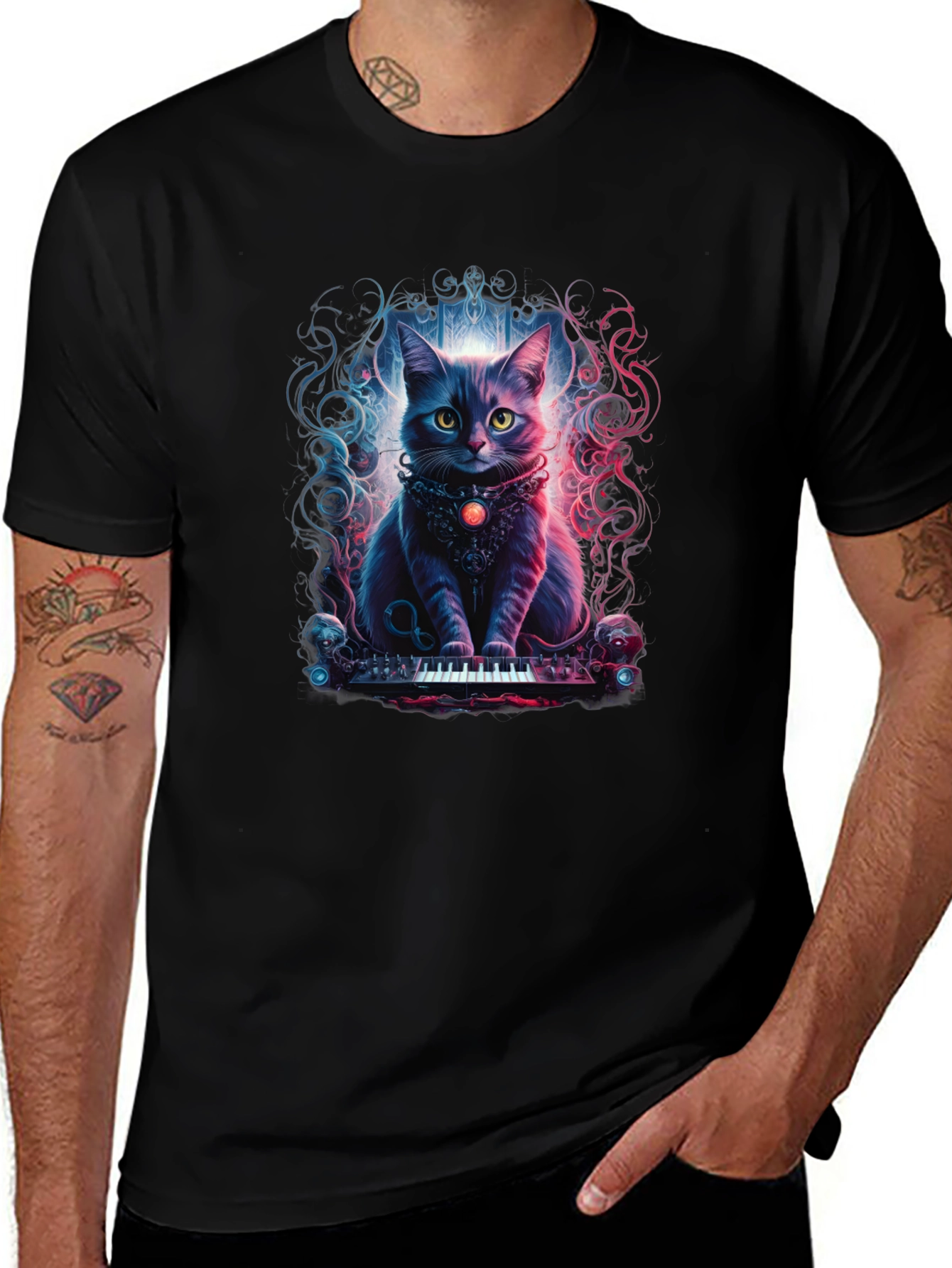 Variant 28 of Cat Keyboardist Graphic Tee