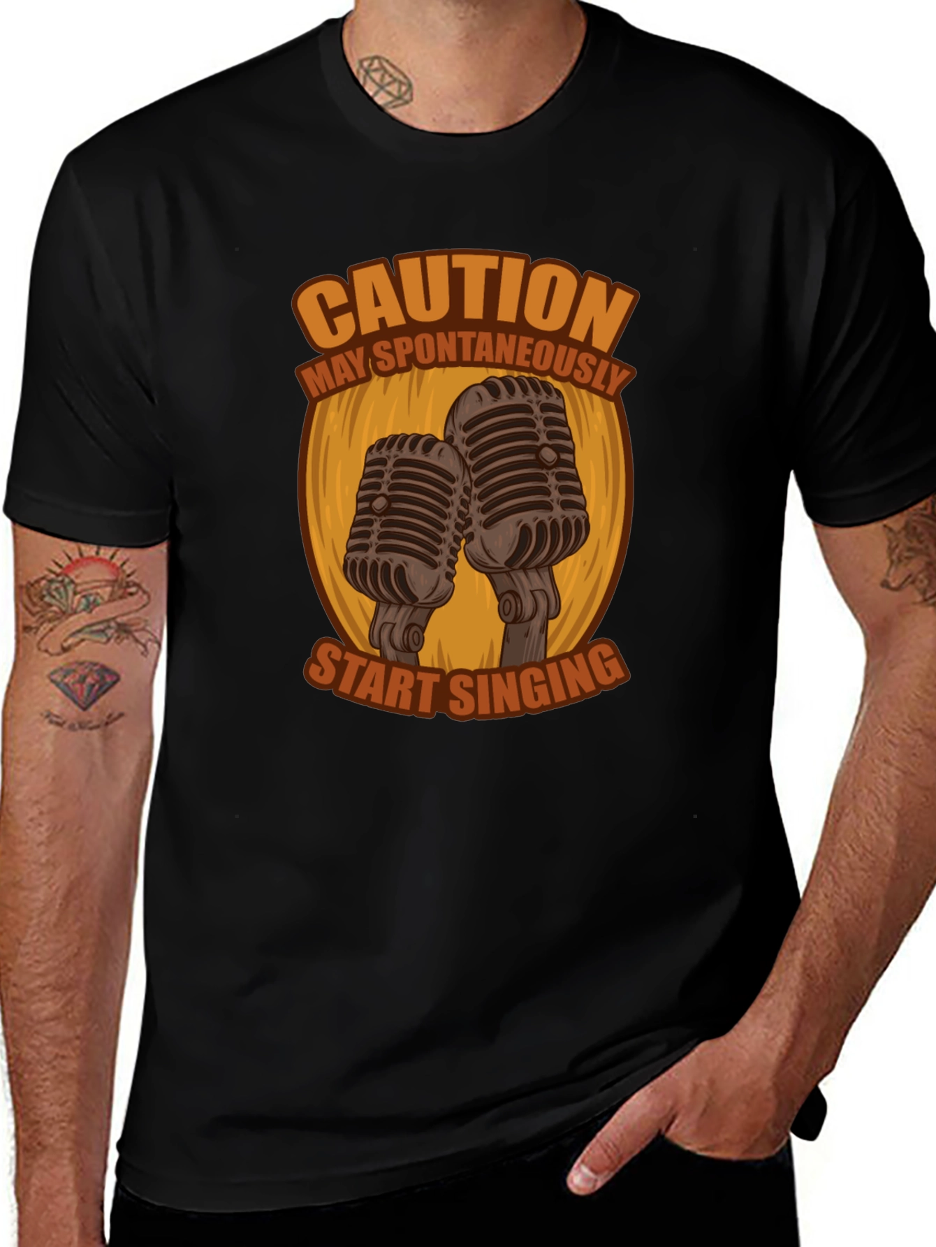Caution Singing Black T-Shirt