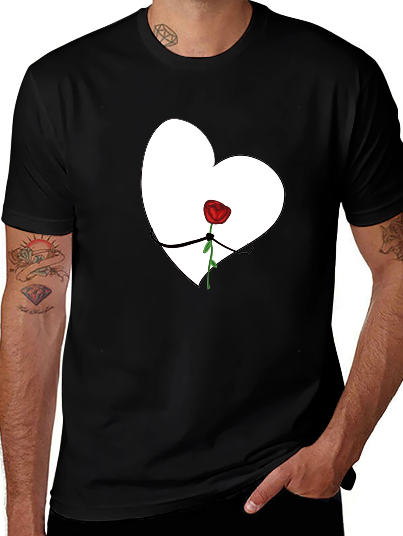 Variant 16 of Heart & Rose Graphic Tee - Casual Style