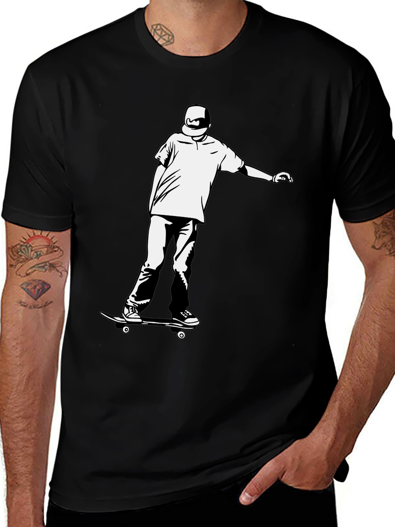 Variant 10 of Skater Graphic Tee - Cool Black Cotton Shirt