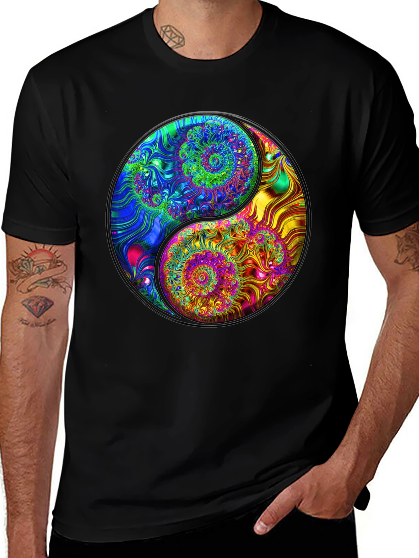 Yin Yang Spiral Fractal T-Shirt - Unique Graphic Tee