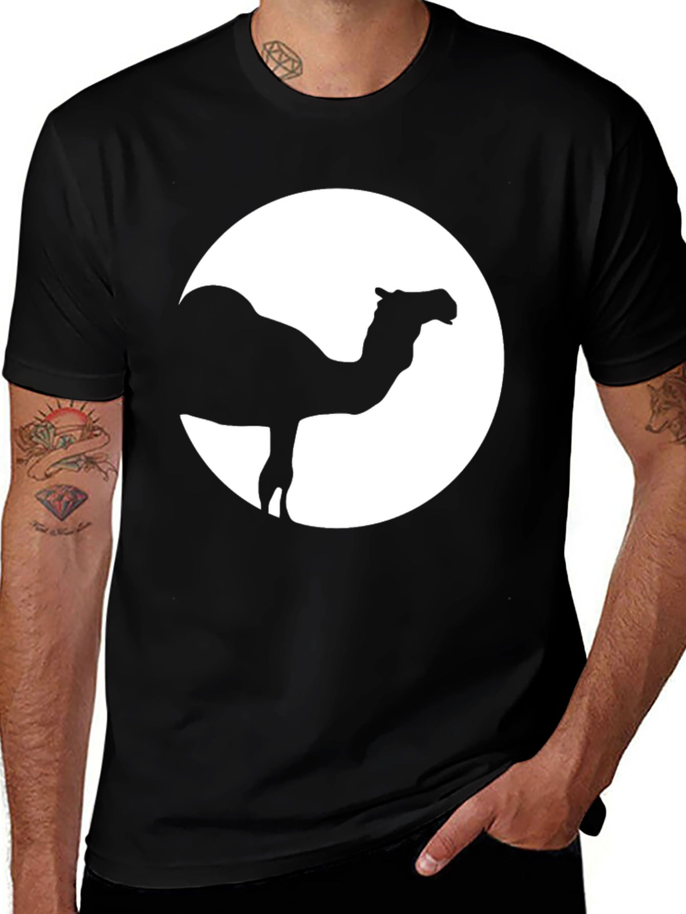 Variant 21 of Camel Silhouette Graphic Tee - Men's Black T-Shirt