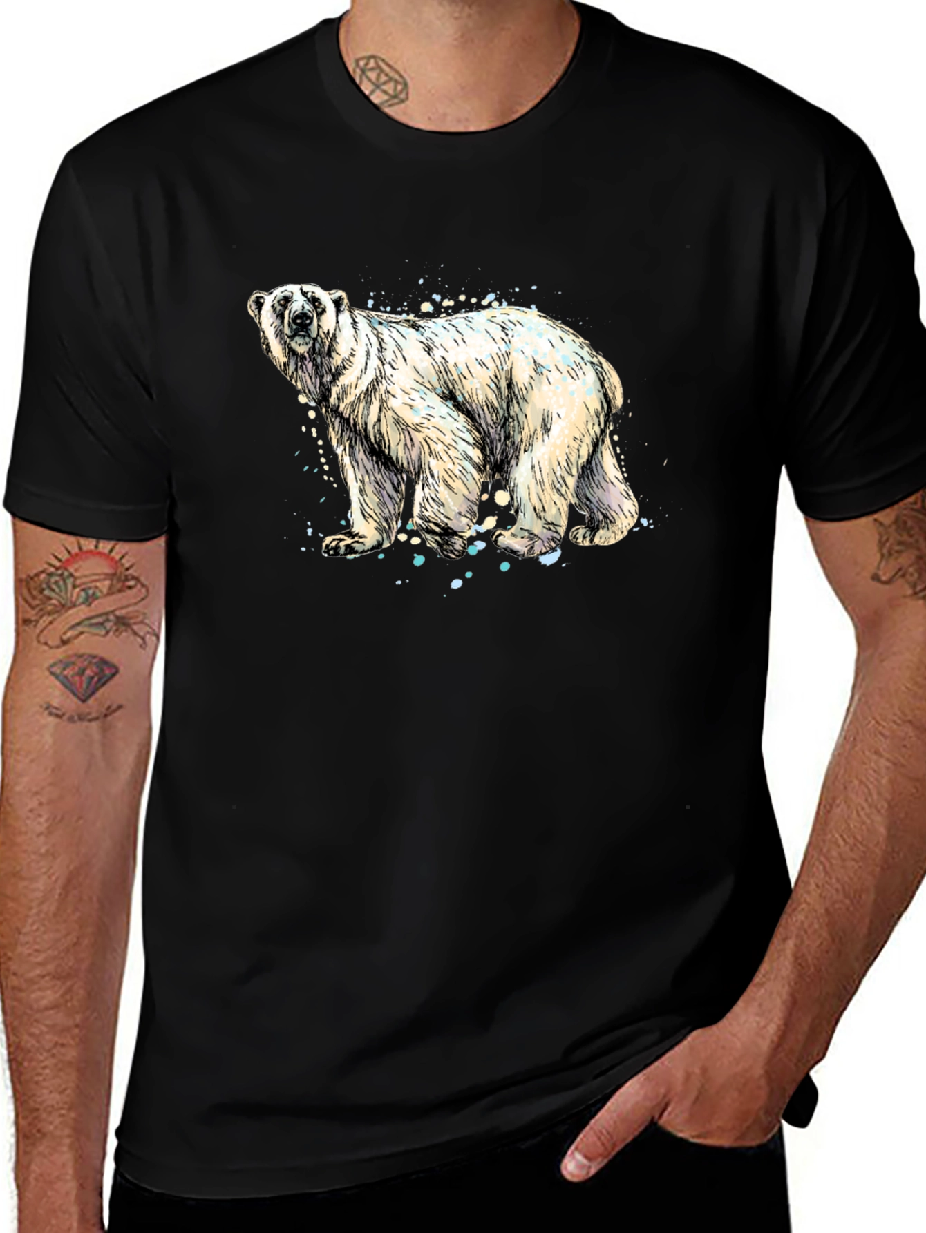 Variant 4 of Polar Bear Graphic Tee - Stylish Black T-Shirt