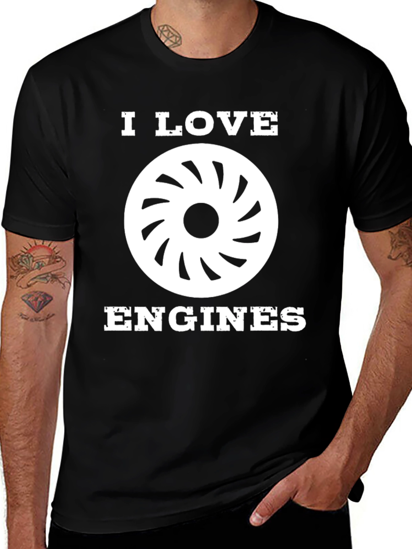 Variant 19 of I Love Engines Graphic Tee - Men's Black T-Shirt
