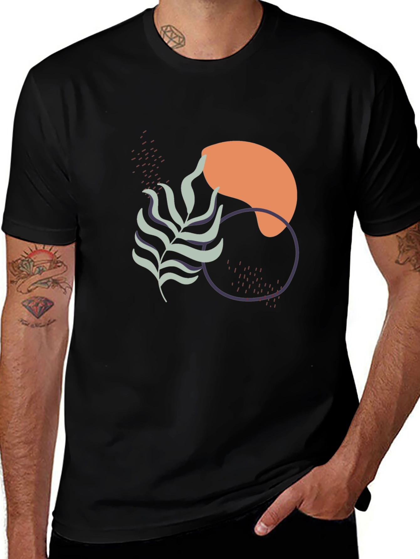 Variant 26 of Abstract Graphic Print Black T-Shirt