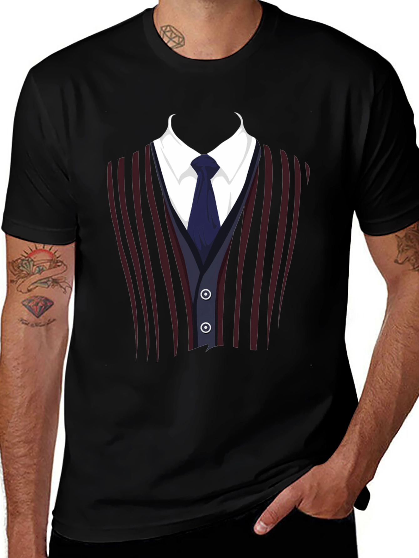 Variant 21 of Suit Vest Graphic Tee - Funny Costume T-Shirt