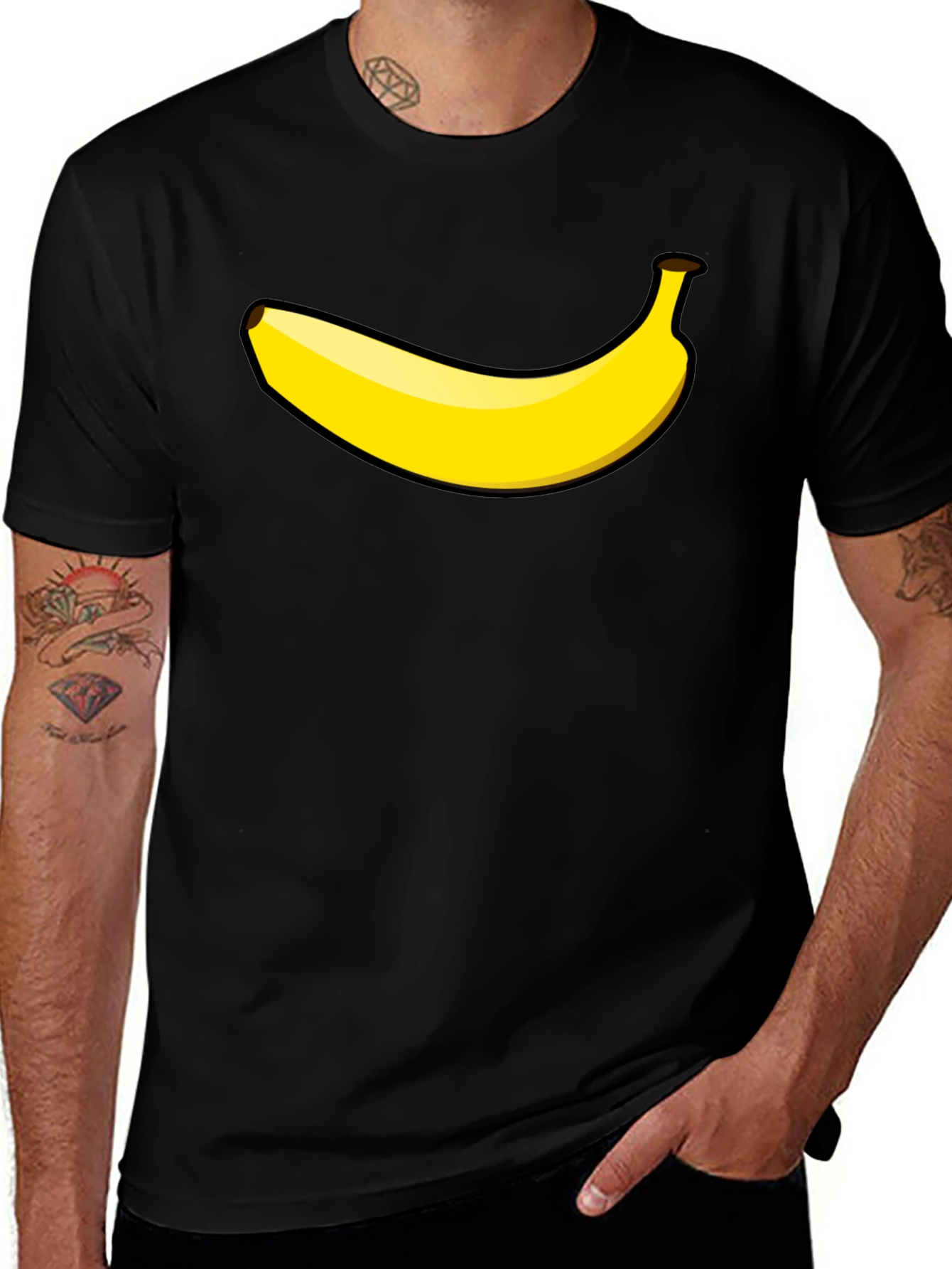 Variant 28 of Banana Graphic Black T-Shirt - Novelty Fruit Tee