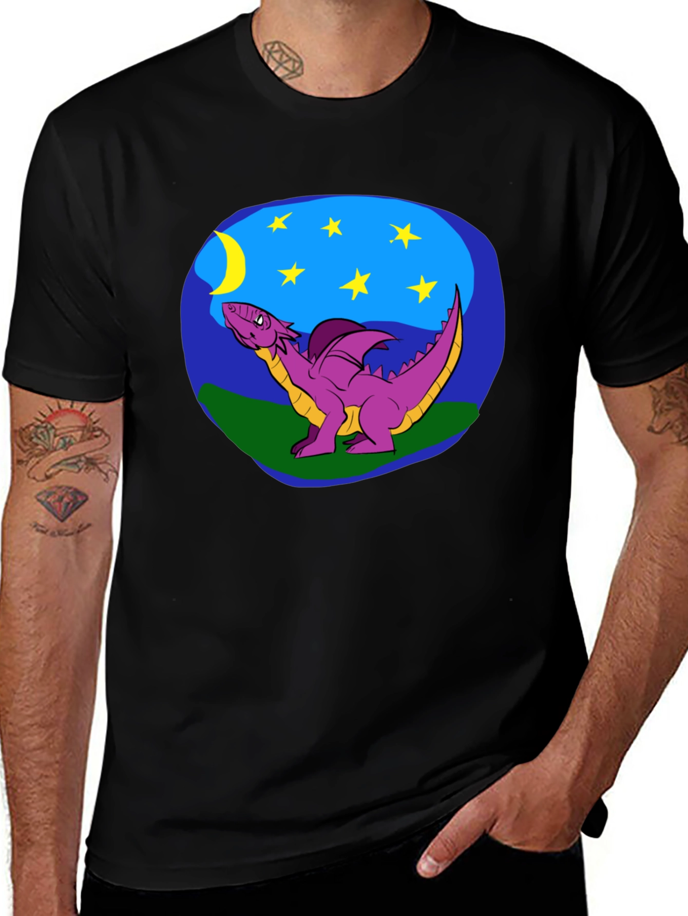 Dragon Moon Graphic Tee - Black