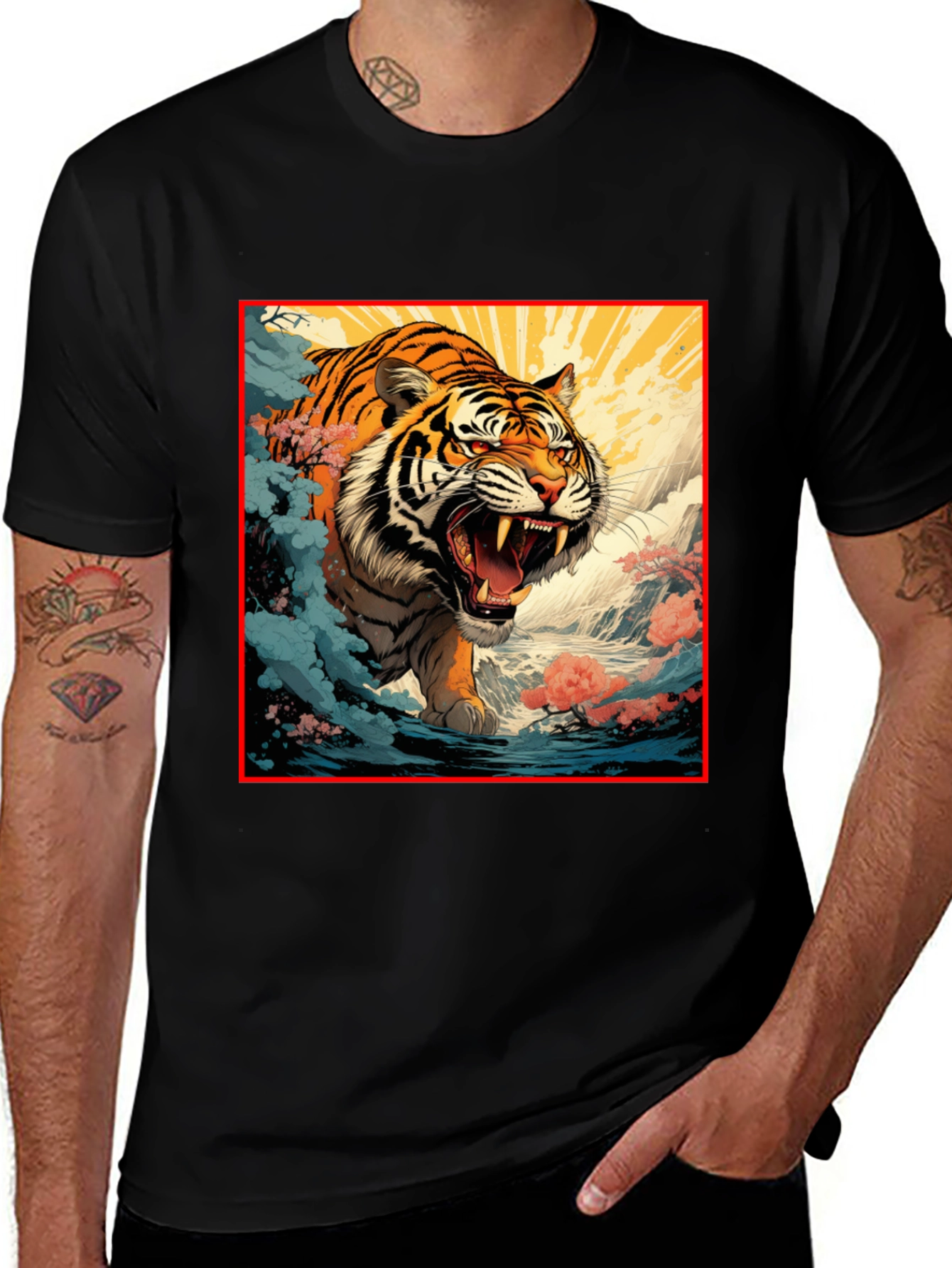 Variant 22 of Tiger Graphic Black T-Shirt | Bold Animal Print Tee