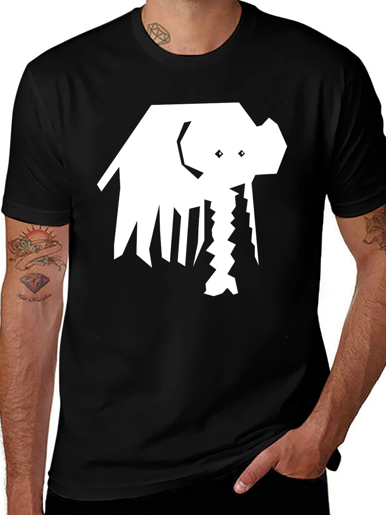 Variant 21 of Abstract Elephant Graphic Black T-Shirt