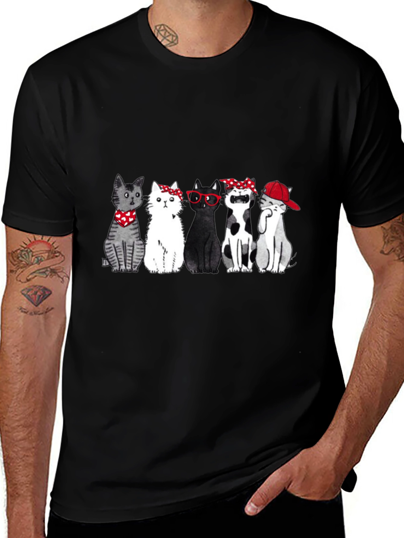 Variant 7 of Cool Cat Crew Black T-Shirt