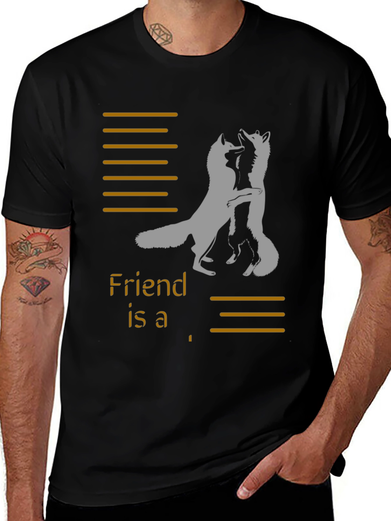 Variant 7 of Friend Foxes Graphic Tee - Unisex Black T-Shirt